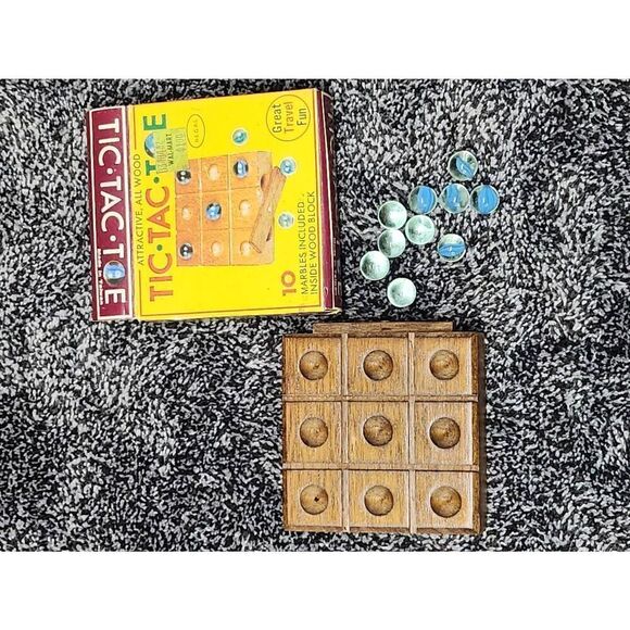 Vintage wooden tic tac toe game with marbles #A85 - Picture 1 of 6